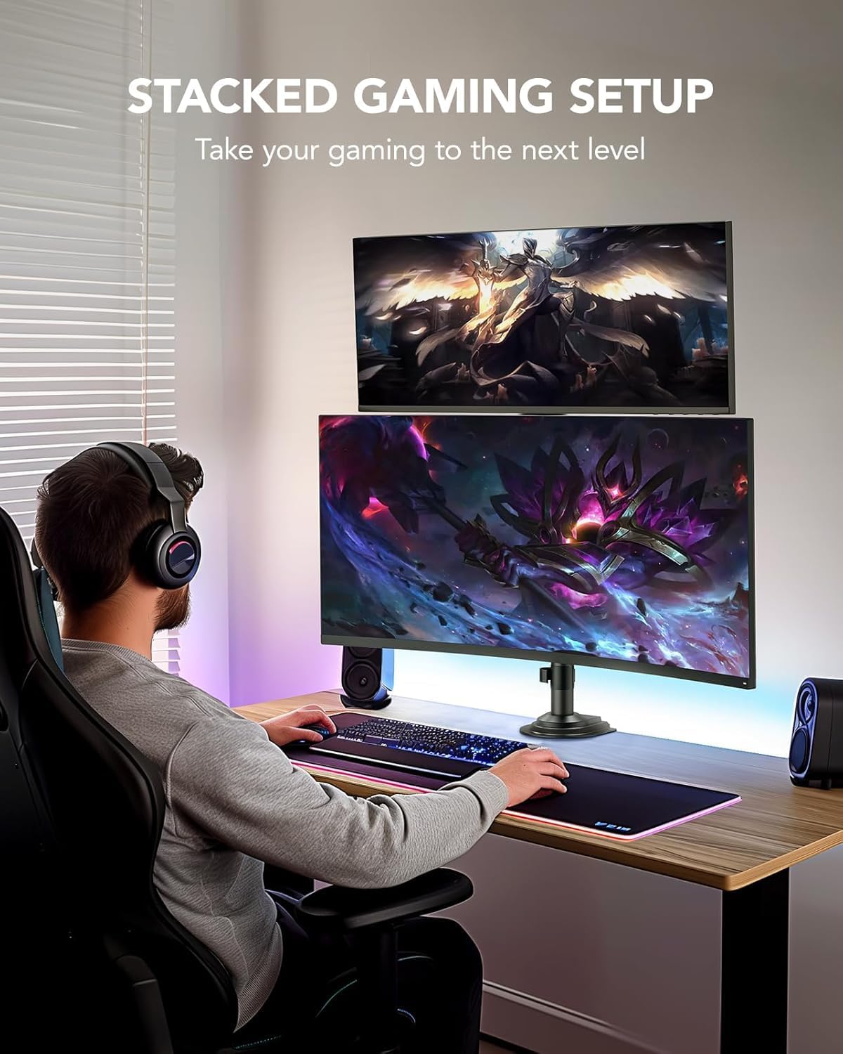 Thumbnail 4 de HUANUO NITROGLIDE Dual Monitor Stand 19.8 lbs