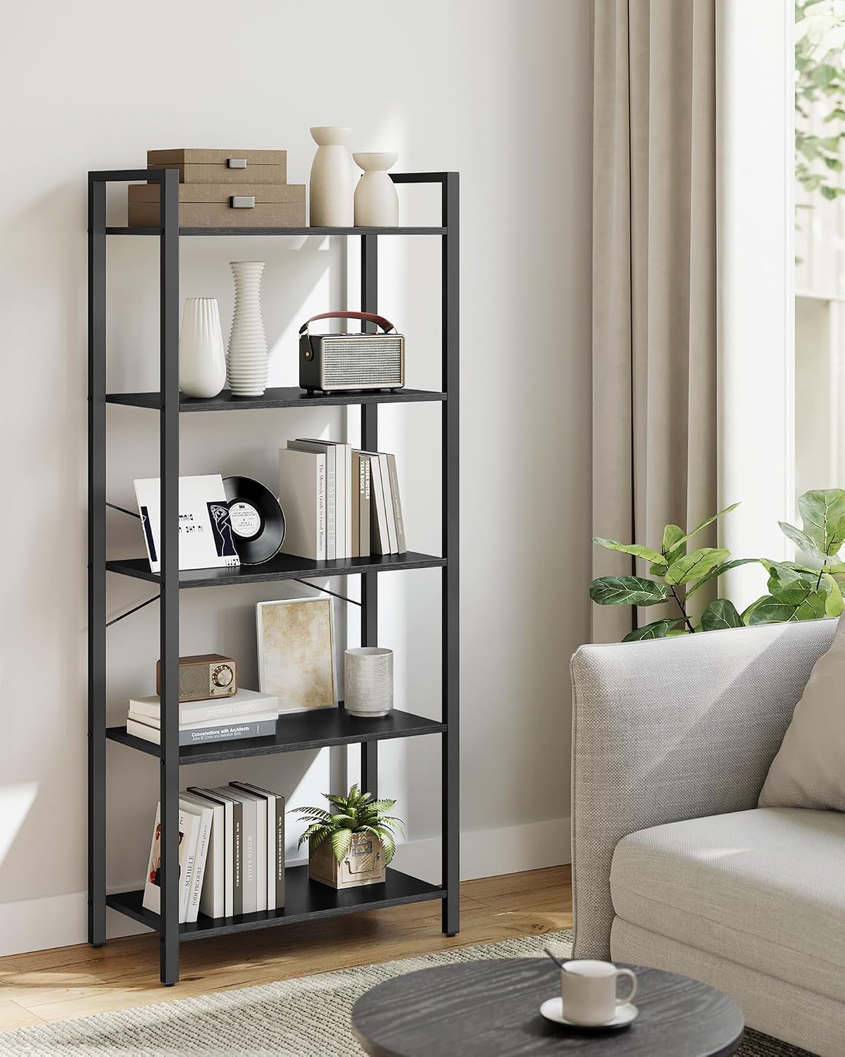 Detalle 2 de VASAGLE Bookshelf, 5-Tier