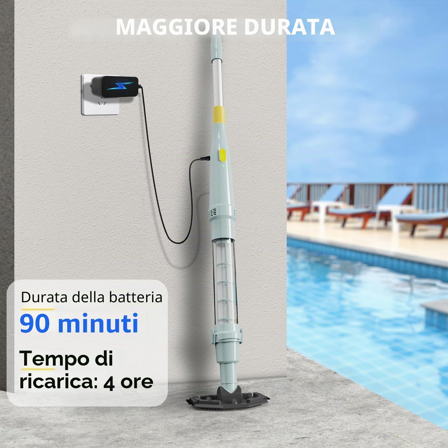 Detalle de Lydsto S1 Lite: Aspirapolvere per Piscina senza Fili 3 in 1, 90 Min di Autonomia