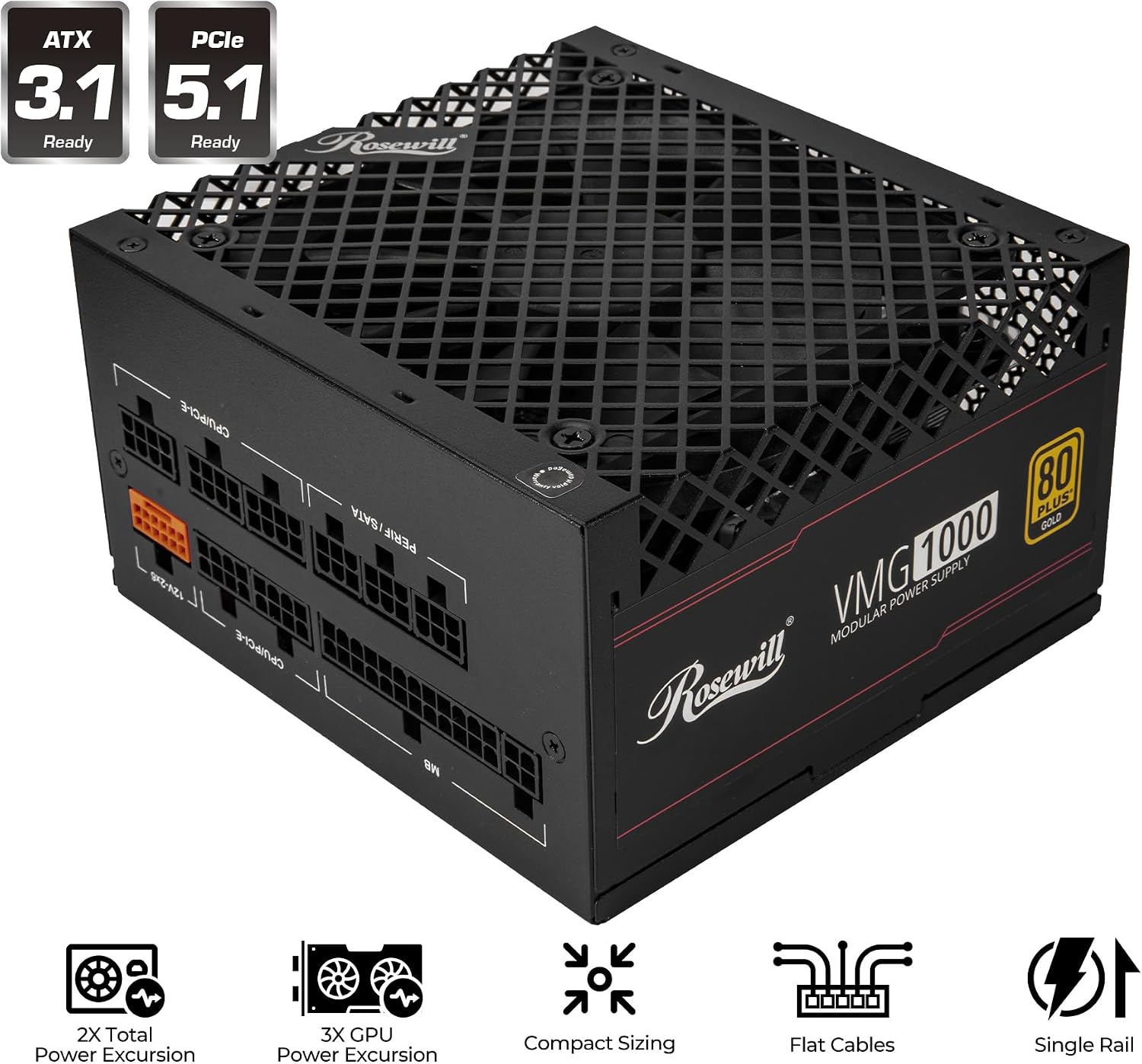 Detalle 2 de Rosewill VMG 1000W 80+ Gold PSU