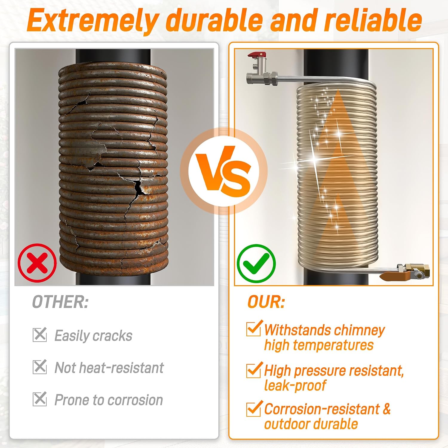 Detalle 2 de UISEBRT 304 Stainless Steel Chimney Heat Exchanger, Flexible Coil