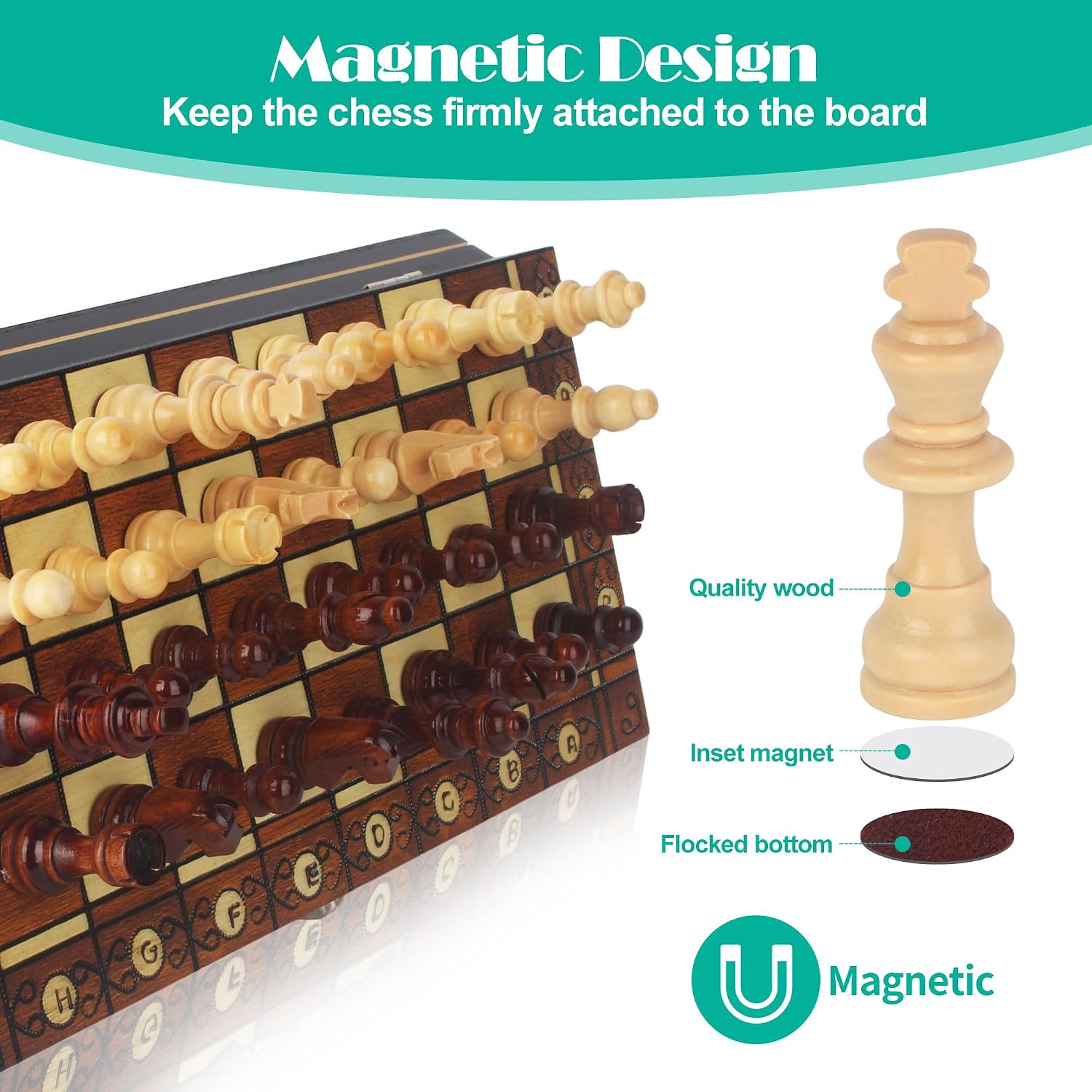 Thumbnail 3 de Schachspiel 3-in-1 Magnetisch Holz 29x29 cm