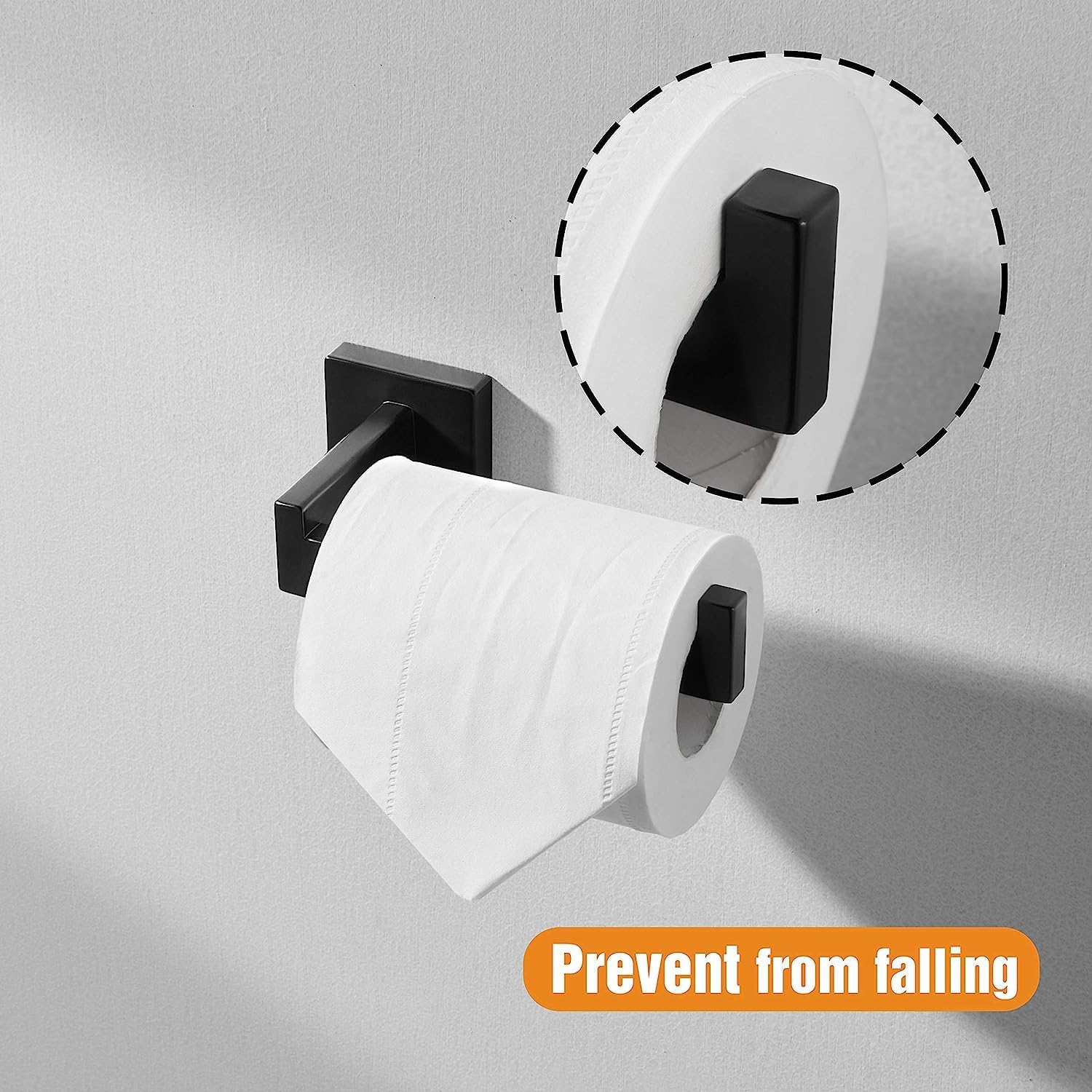 Detalle de HITSLAM Matte Black Wall Mounted Toilet Roll Holder in Premium 304 Stainless Steel