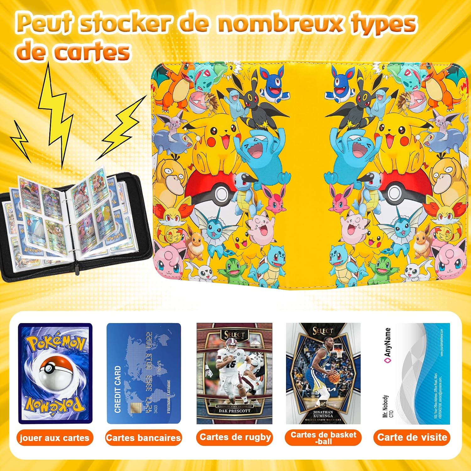 Detalle de Classeur Carte PK400 — Grand volume 50 pages, 400 cartes, cuir PU imperméable et fermeture éclair