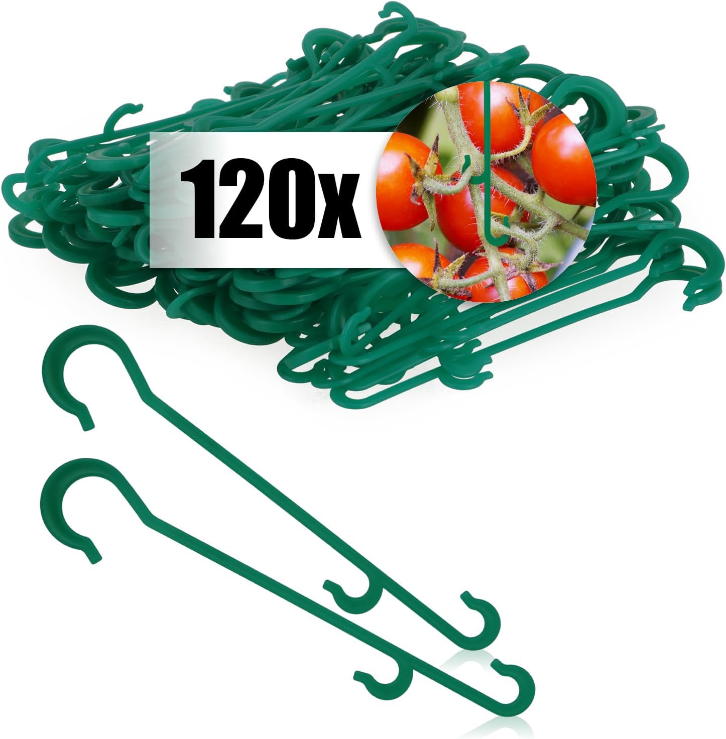 COM-FOUR® 120 morsetti per piante di pomodoro con ganci verdi