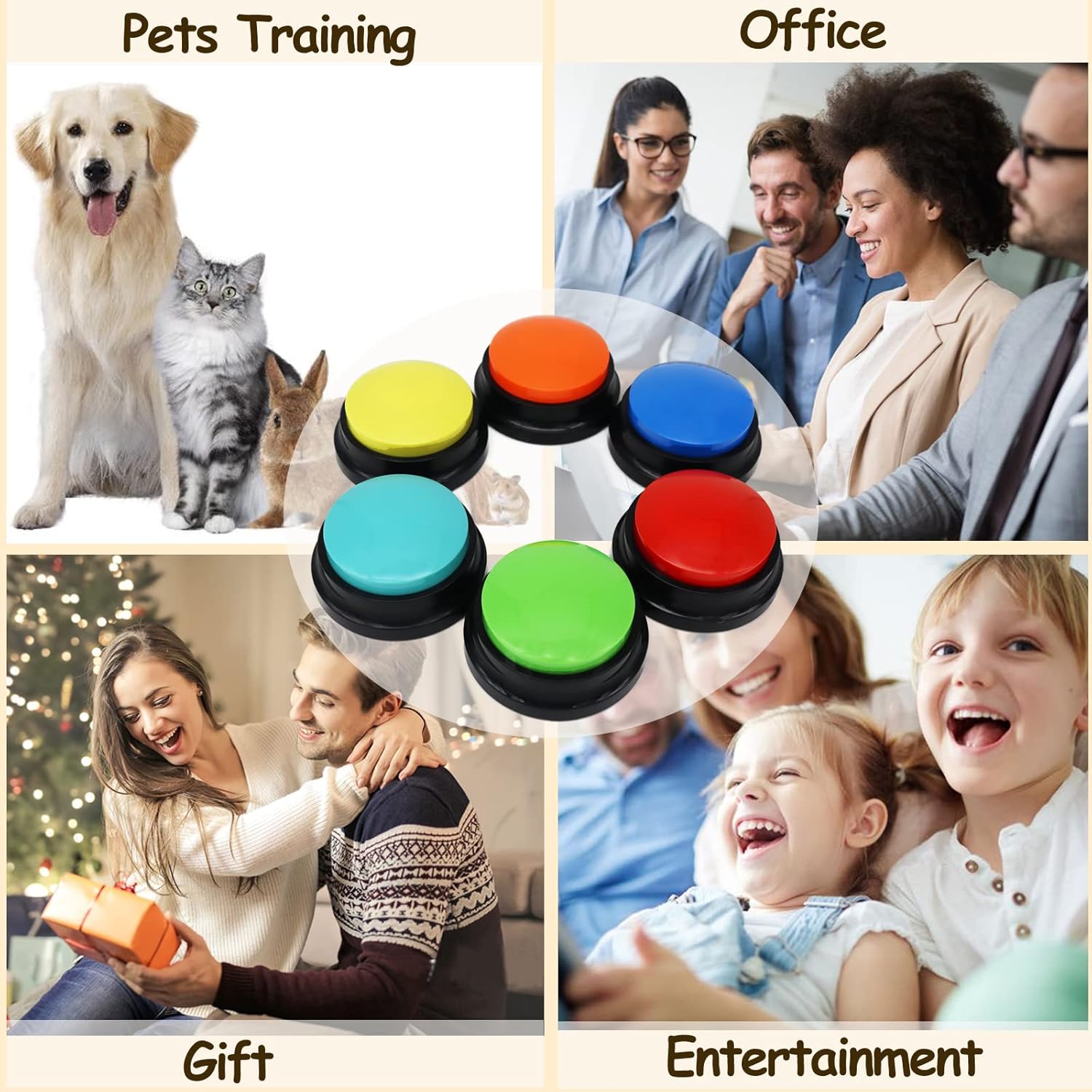 Thumbnail 6 de Voice Recording Button (Dog Buttons for Communication) – 30 Second Record & Playback, 6 Packs
