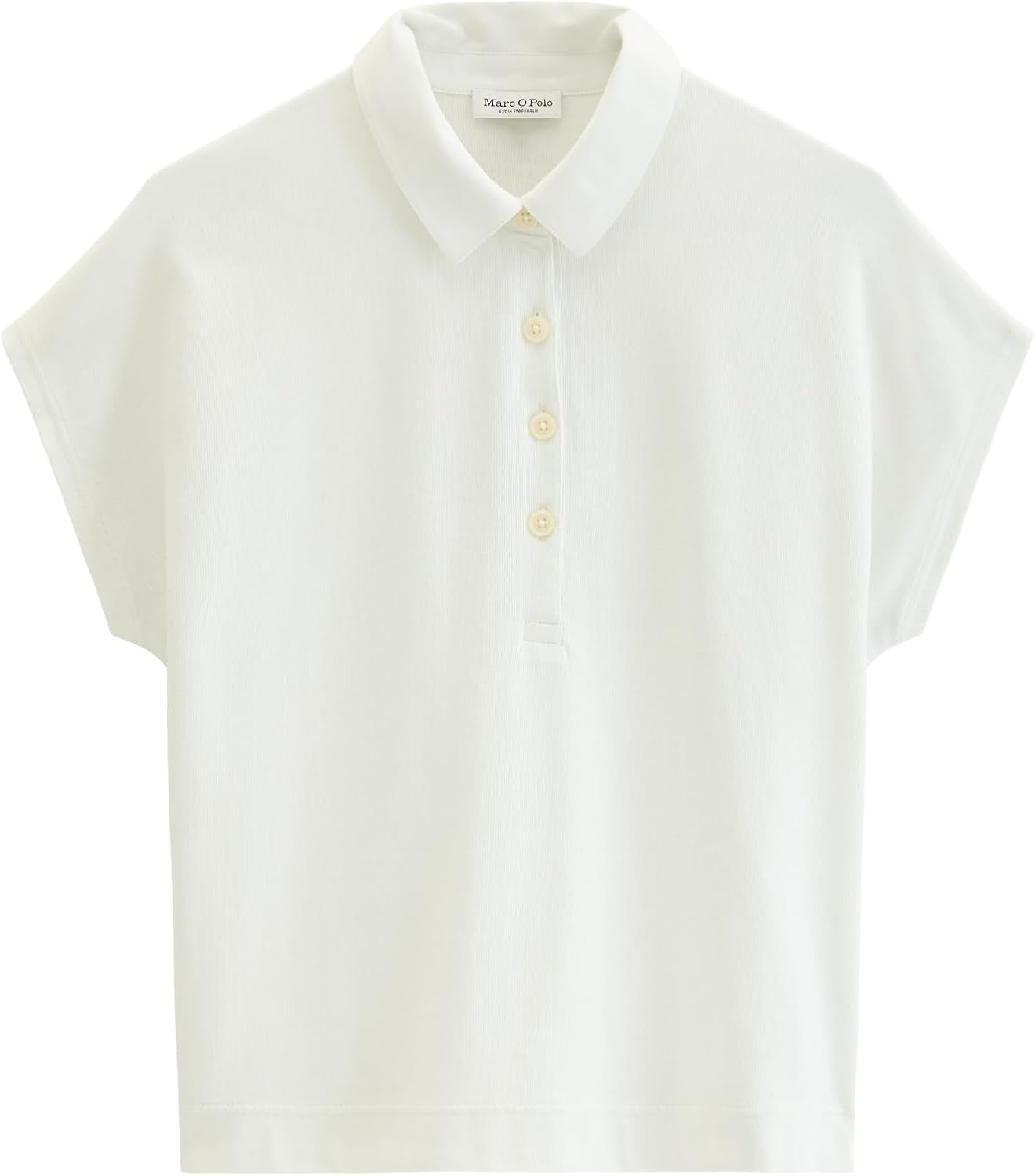 Detalle de Marc O'Polo Ärmelloses Poloshirt Loose aus Reiner Bio-Baumwolle