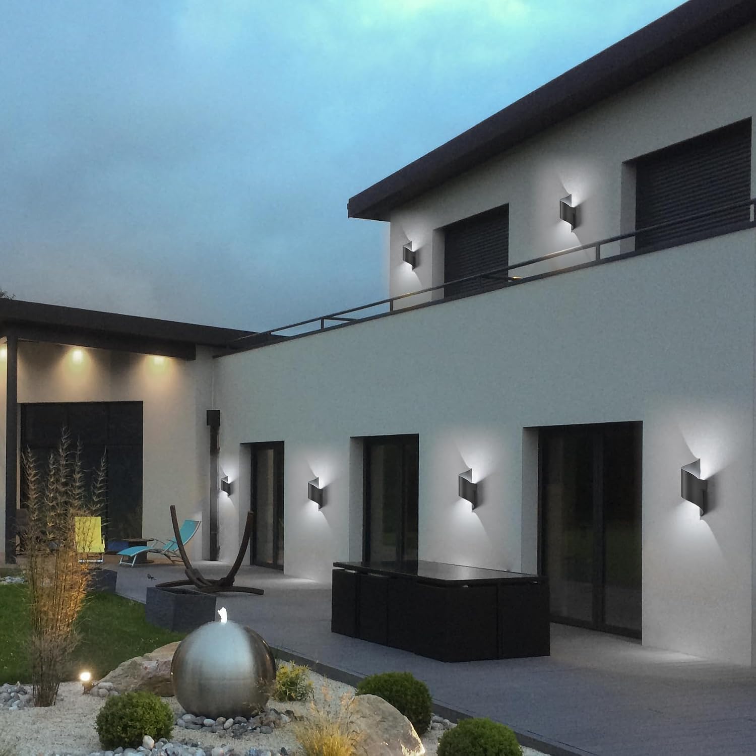 Detalle de LED Wandleuchte Innen/Außen 10 W IP65 – S-förmig, 6000 K kaltweiß, 28 × 10 cm, Aluminium, 600 lm