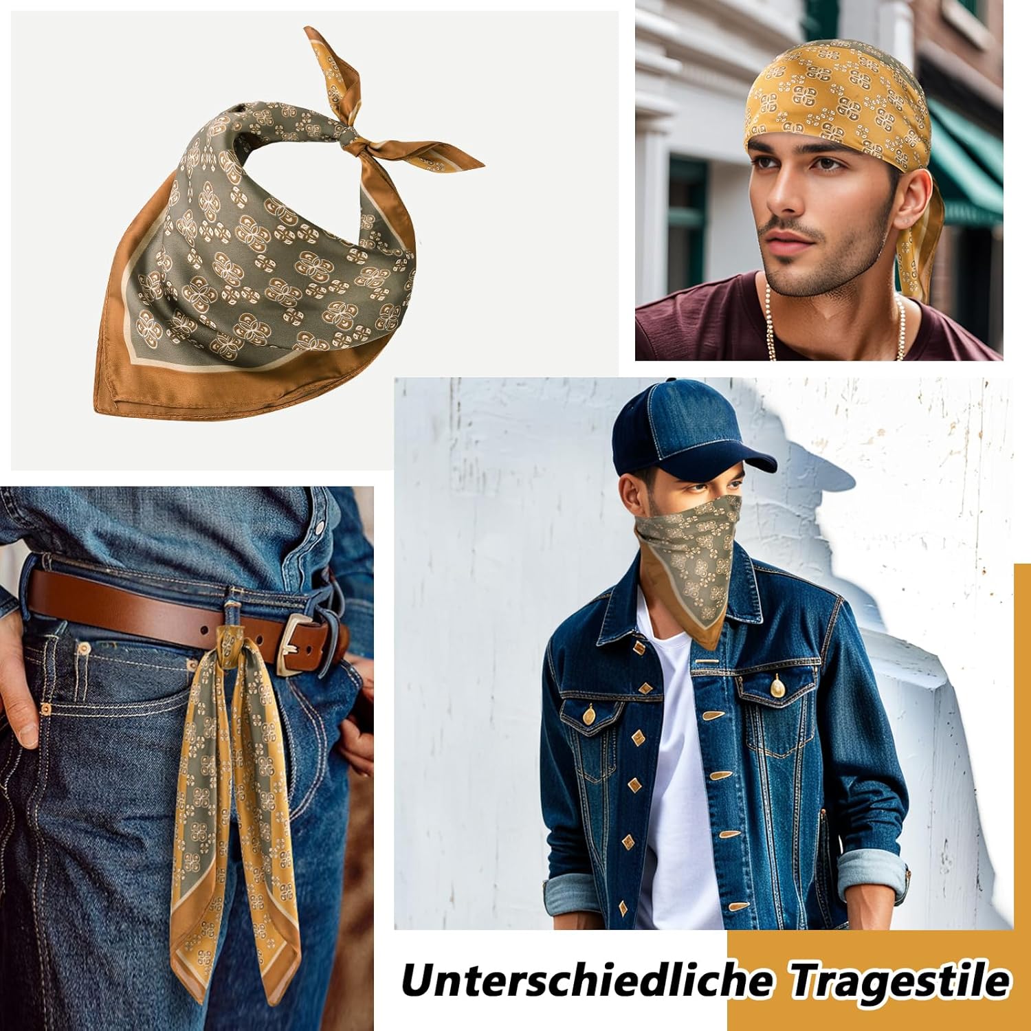 Thumbnail 6 de Foulard/Damkily carré homme façon bandana en polyester à motif paisley (21 x 21 ou 53 x 53 cm)