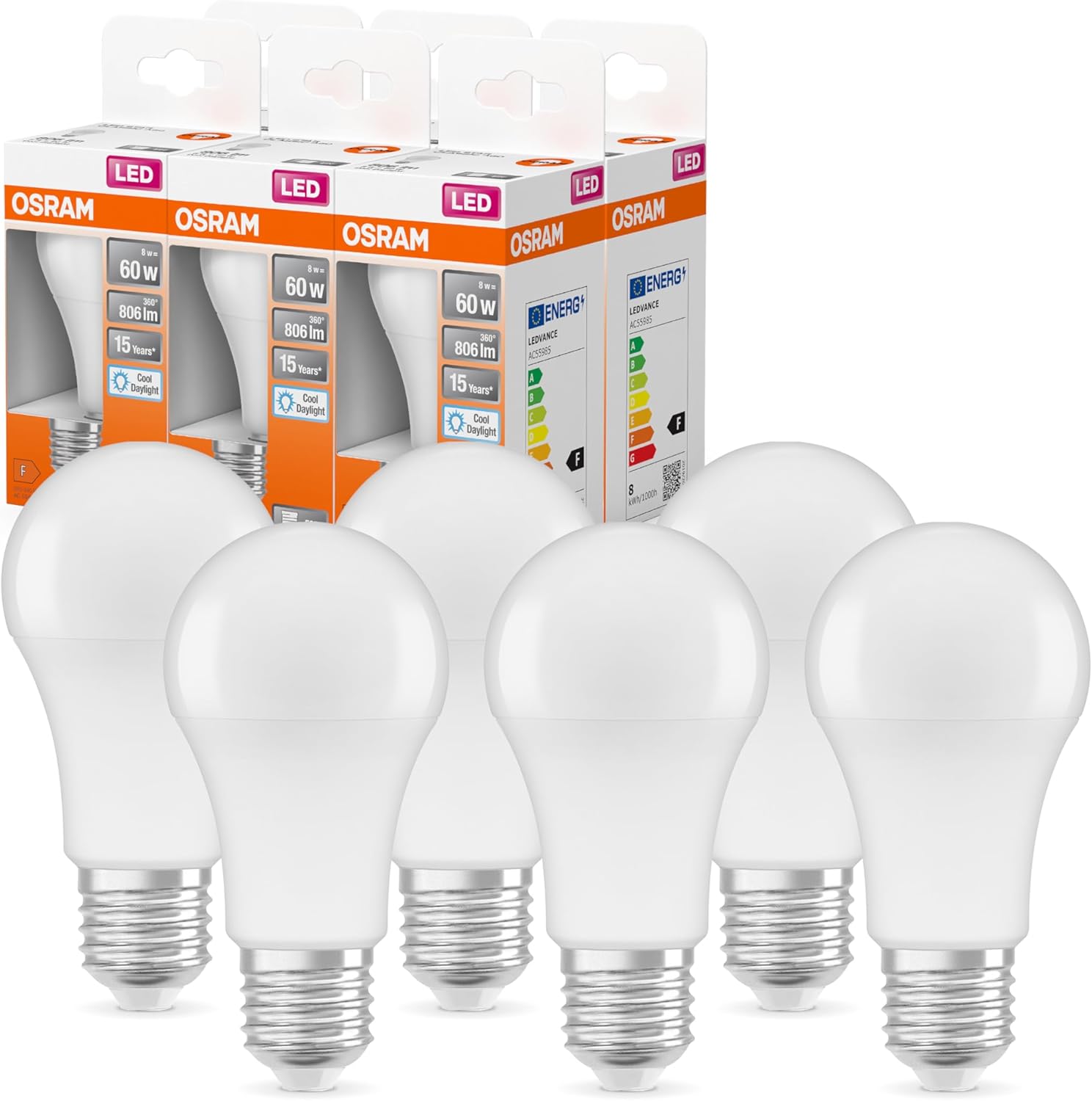 Detalle de OSRAM LED Classic A E27 8.5W Luz Diurna 6 Unidades