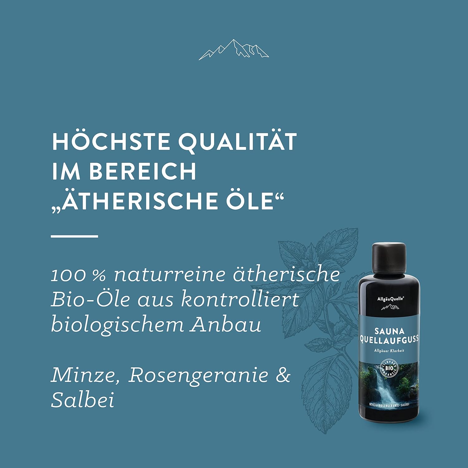 Detalle de AllgäuQuelle Saunaduft Aufguss mit 100% Bio Öl – Duftvarianten für echte Sauna-Fans, 100 ml