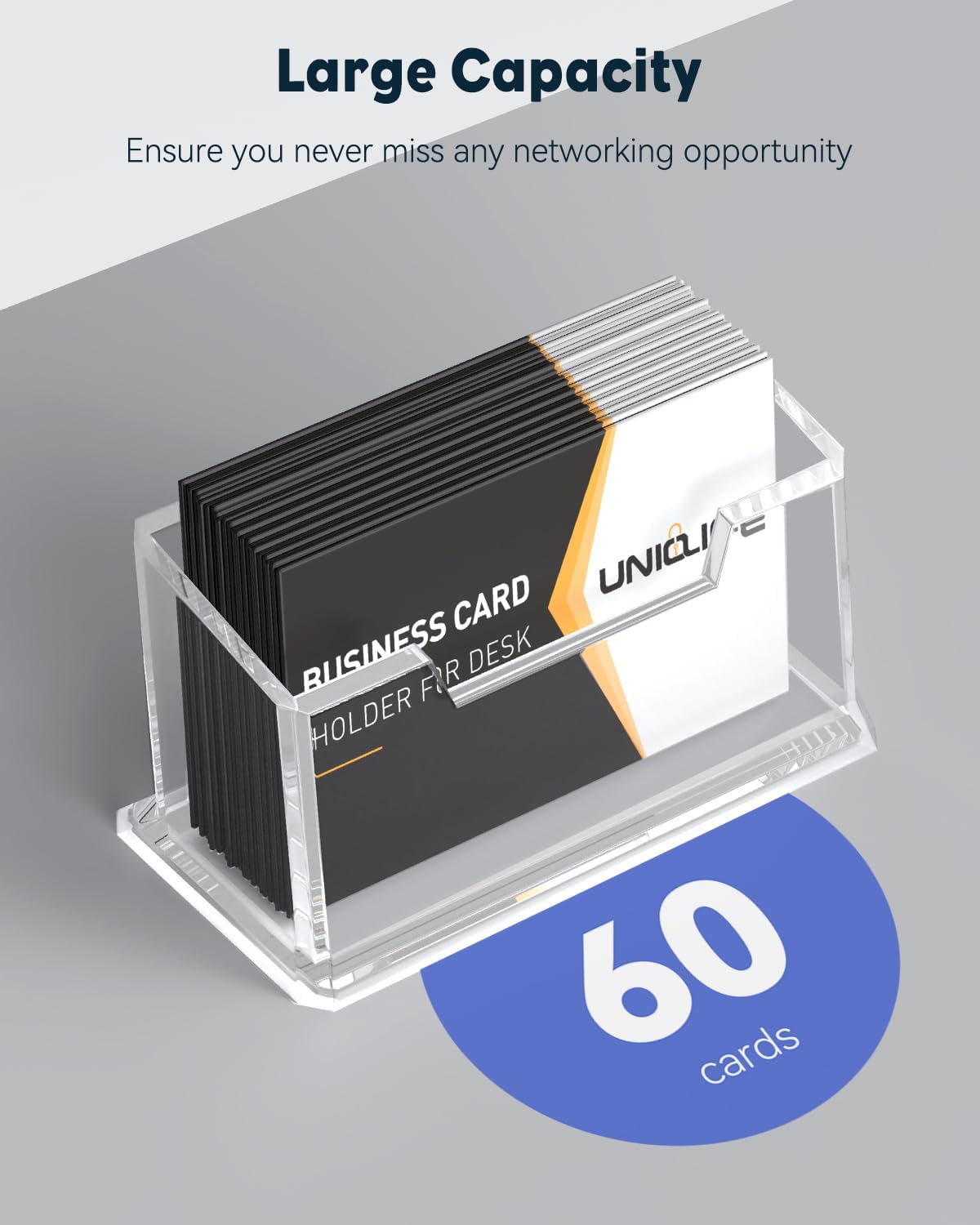 Thumbnail 3 de Uniclife porte-cartes de visite en acrylique transparent (1 emplacement, capacité jusqu’à 60 cartes)