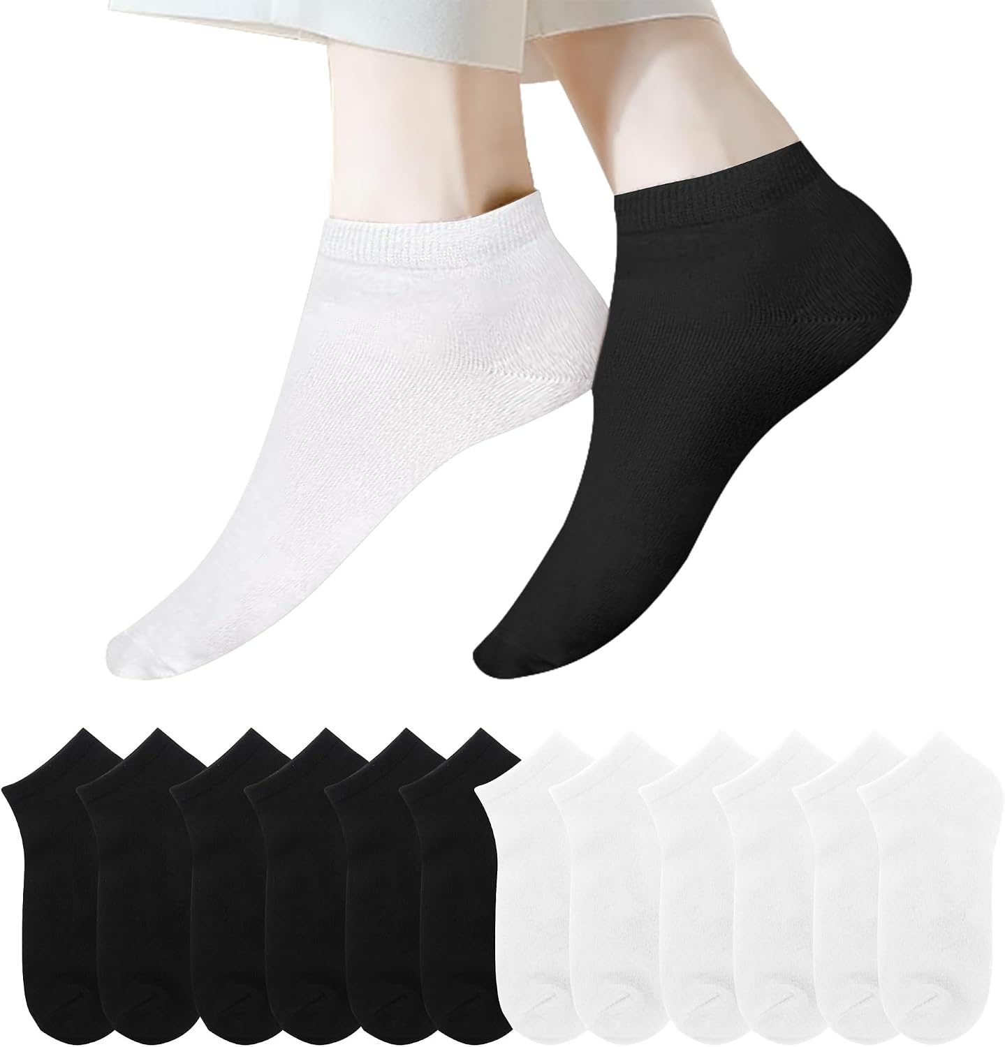 Detalle de Lakpoau 12 Paia Calzini Corti Uomo & Donna Unisex 35-38 – Cotone Traspiranti, Antiscivolo