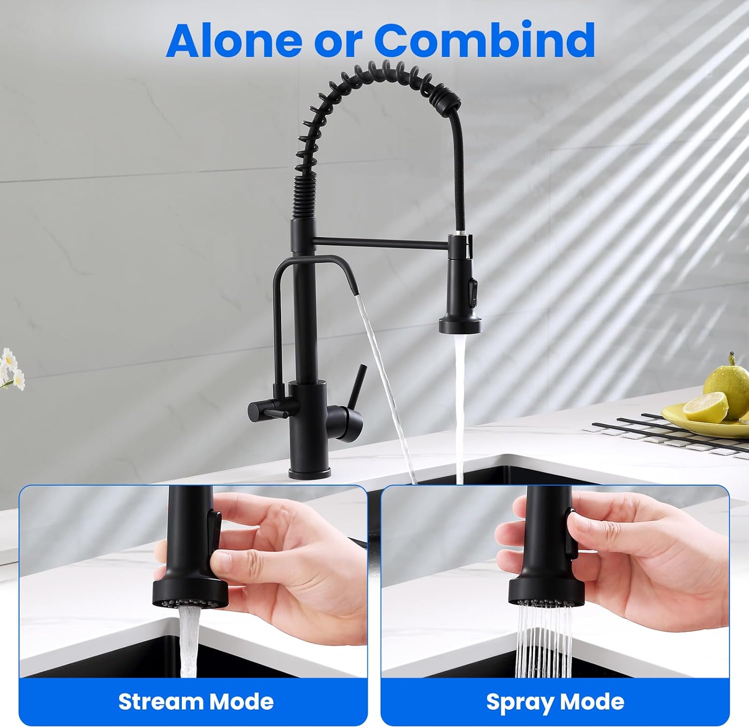 Detalle 1 de POPFLY 3-in-1 kitchen faucet, stainless steel