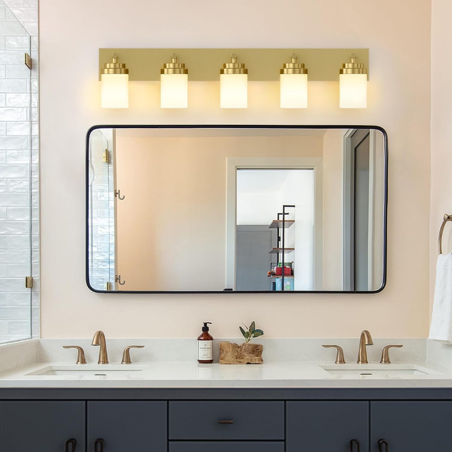 Thumbnail 3 de IZORRO HL101-5T-GD-WT 5-Light Bathroom Vanity Light, Brushed Gold