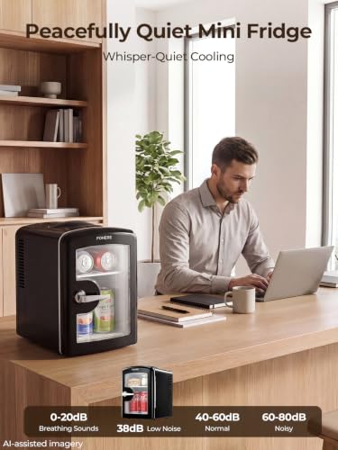 Thumbnail 8 de FOHERE Mini Frigo de Chambre 4L – Chaud/Froid, 12V/220V, 6 Canettes 335ml, Noir