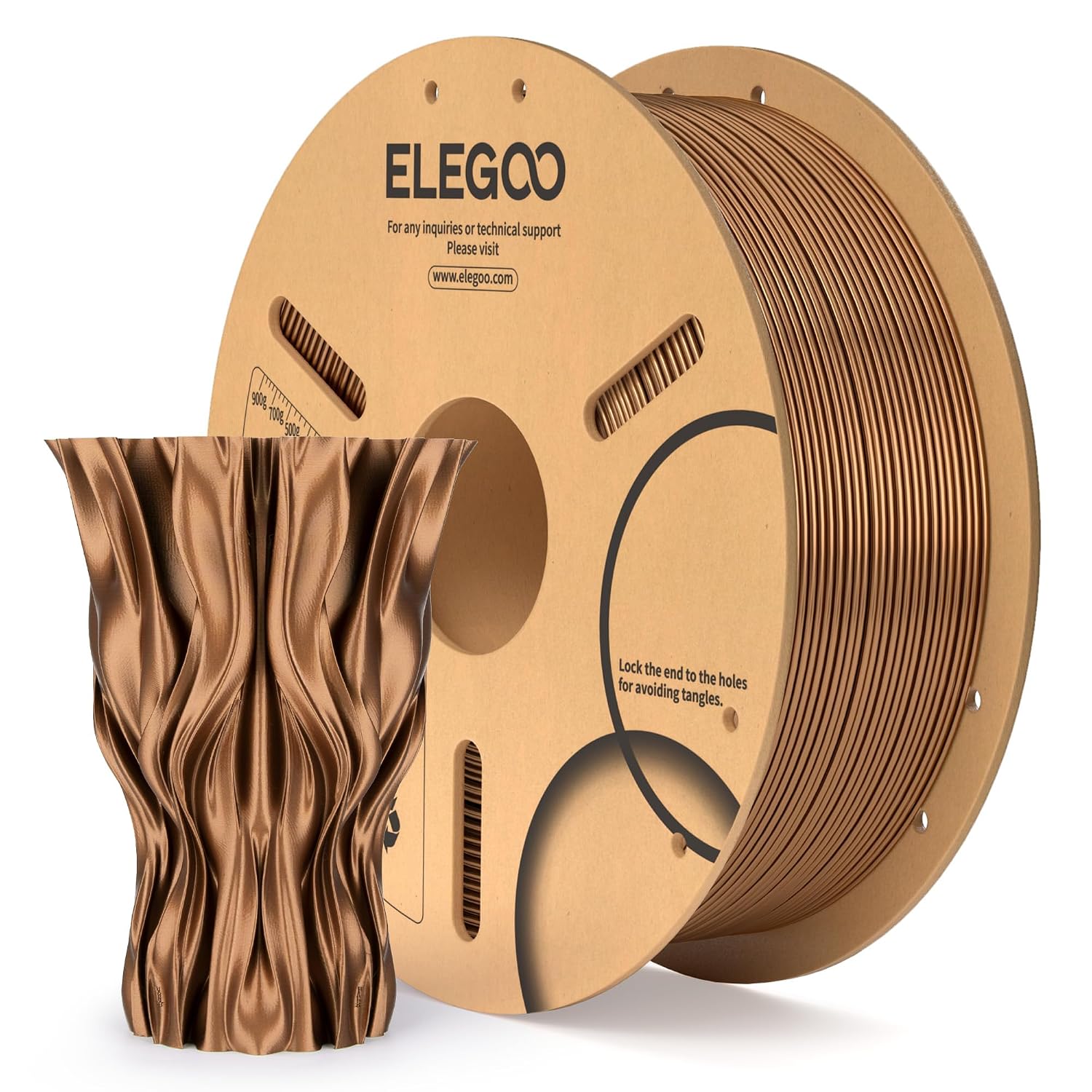 ELEGOO Metal PLA Filament 1.75mm Copper (1kg) – Metallic shiny, metal-filled look for most FDM printers