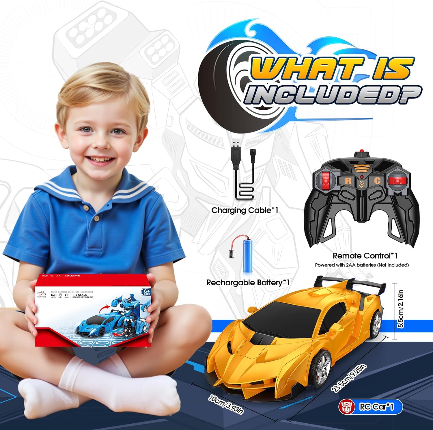 Detalle 2 de Braxel 2 in 1 Transforming RC Car and Robot – 2.4GHz, 360° Stunts for 3–12 Year Olds