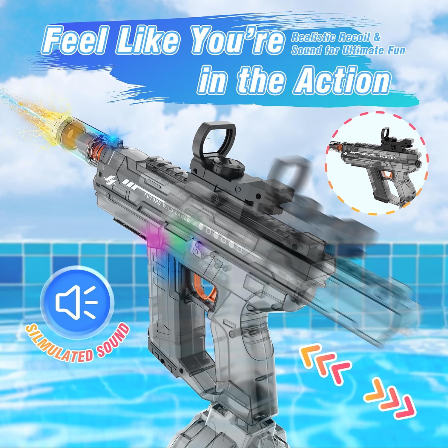 Detalle de Electric Water Guns for Adults & Kids (2 Pack) with 800ml Tank, 26–32 ft Range