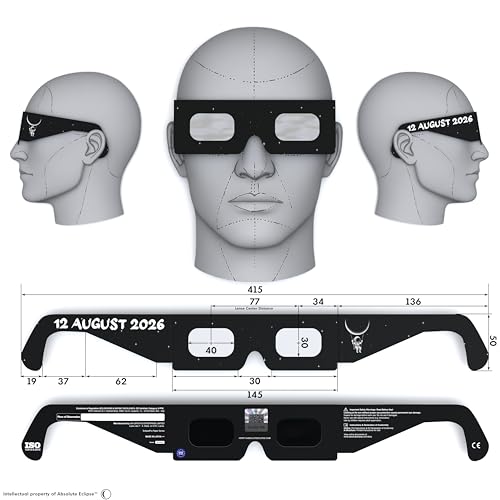 Detalle de Absolute Eclipse Lunettes Eclipse Solaire 2026 – Pack de 10, ISO 12312-2, CE, Design Swing
