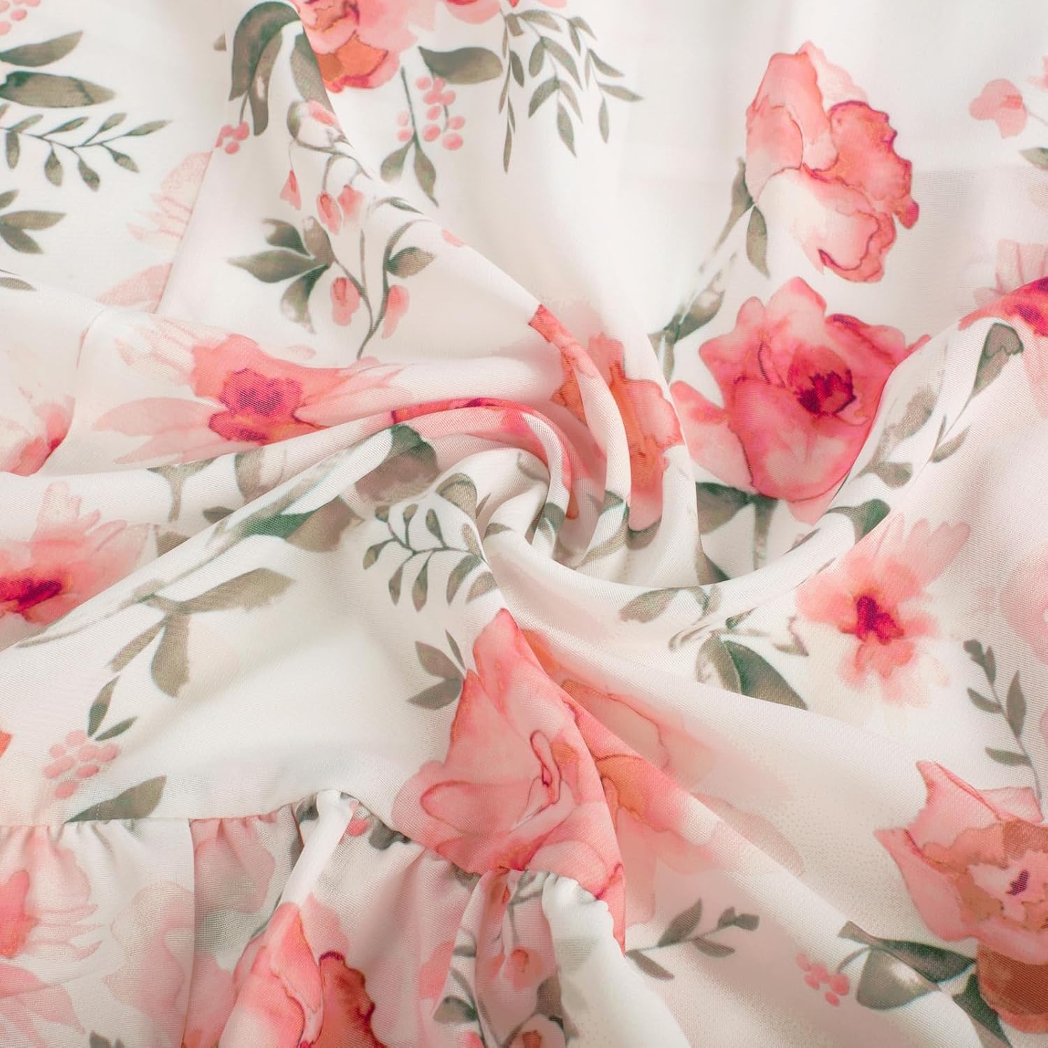 Detalle de SCARLET DARKNESS Damen Viktorianisches Blumenkleid mit Puffärmel – A-Linie, Lace-up, sommerliches Korsagenkleid