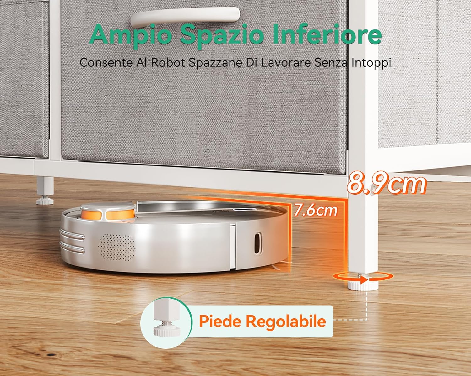 Thumbnail 4 de Coleshome Cassettiera per Camera da Letto e Soggiorno, 76 x 29 x 60 cm – Cassettiera Piccola in Acciaio e Piano in Legno, Grigio Chiaro