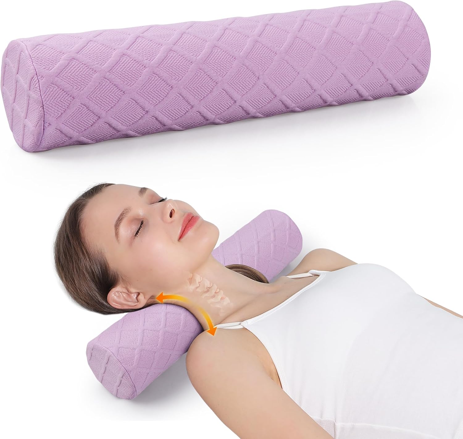 Detalle de Cozyhealth Neck Roll Pillow Memory Foam Cervical Bolster, Medium Soft, Purple