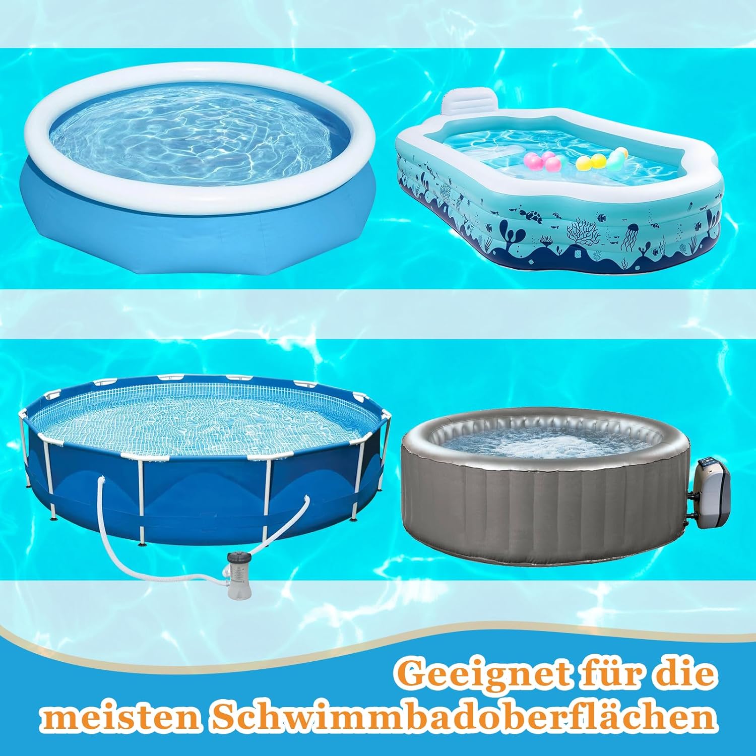 Detalle 1 de Hymarvo Pool Reparaturset Unterwasser: 10x150 cm selbstklebende PVC-Flicken für Poolfolie & Schlauchboote