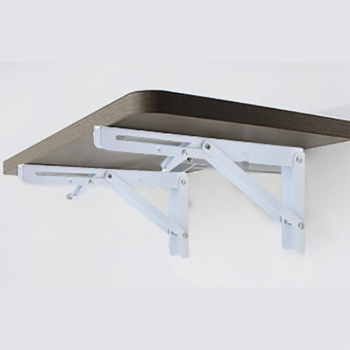 Detalle 2 de MIKMAYTOO 8-Inch Folding Shelf Brackets, White Alloy Steel, 220 lb Max Load (2-Pack)