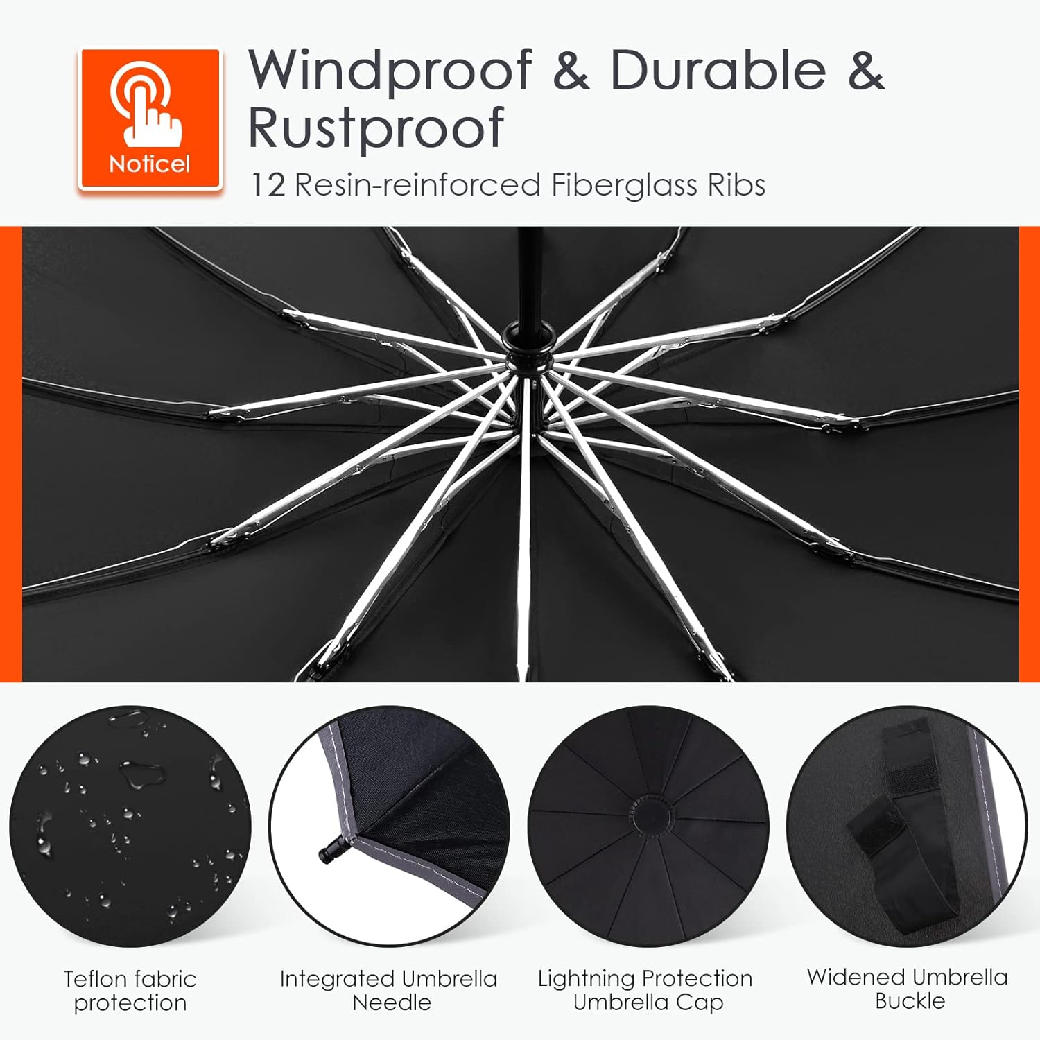 Thumbnail 4 de Bodyguard Inverted Umbrella (Large) — Windproof Reverse Folding with Reflective Stripe, Teflon-Coated, Travel Cover Bag