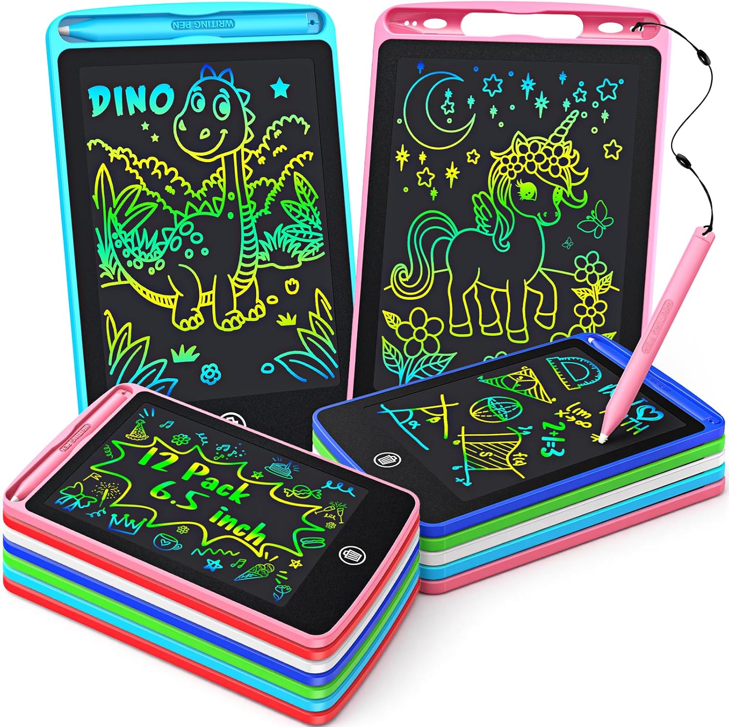Detalle de Party Bag Fillers for Kids: 12-Pack 6.5 Inch LCD Drawing Tablets – Durable, Mess-Free Fun for 3–8 Year Olds