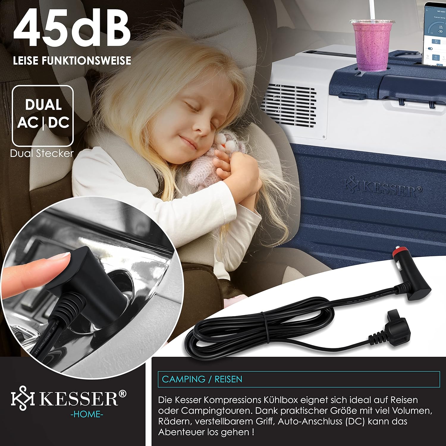 Thumbnail 4 de KESSER® Kompressor Kühlbox 42L: Mobil, flexibel und app-gesteuert