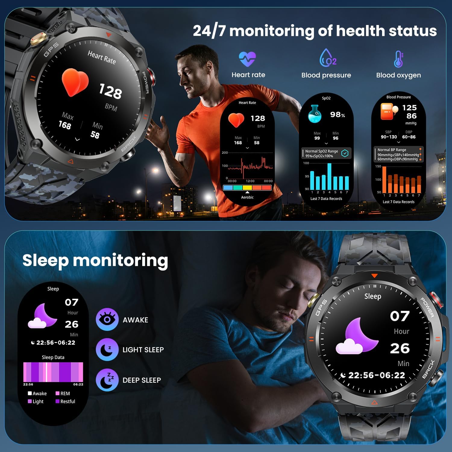 Thumbnail 6 de GPS Montre Homme avec Boussole 1,45" ⌚