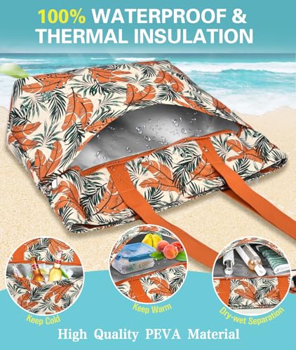 Detalle de ENONEO Bolsa de Playa Mujer Grande XXL: Gran Capacidad, Impermeable y Multifuncional