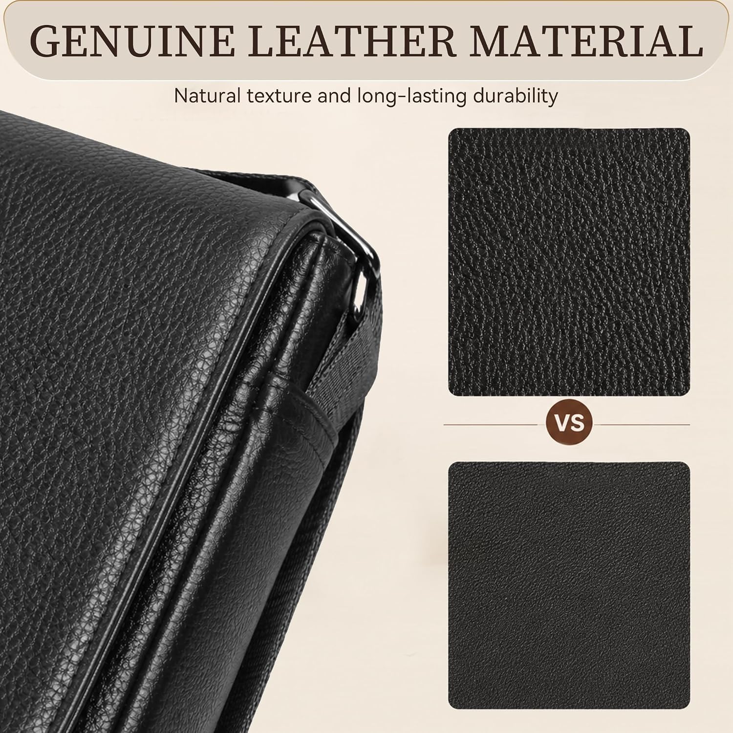 Thumbnail 6 de Eshow RFID Leather Shoulder Bag for Men – Adjustable Crossbody Utility for Work, School and Travel