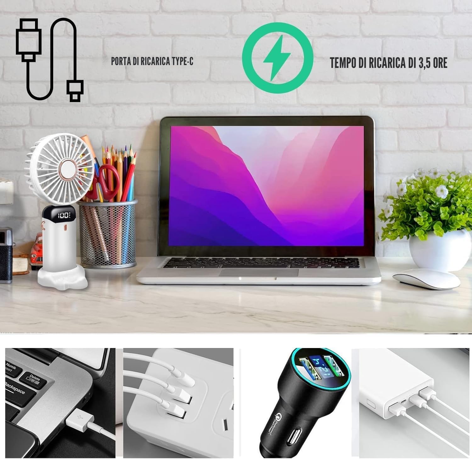 Thumbnail 5 de Jsdoin mini ventilatore portatile 5000 mAh