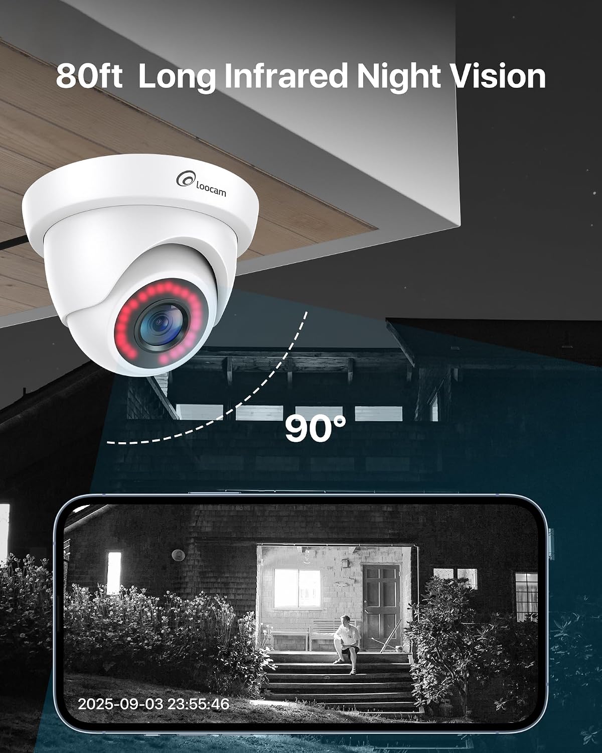 Detalle de Loocam 2MP Hybrid 4-in-1 CCTV Dome Camera (1080p) with 80ft IR, IP66 for Analogue DVR Systems