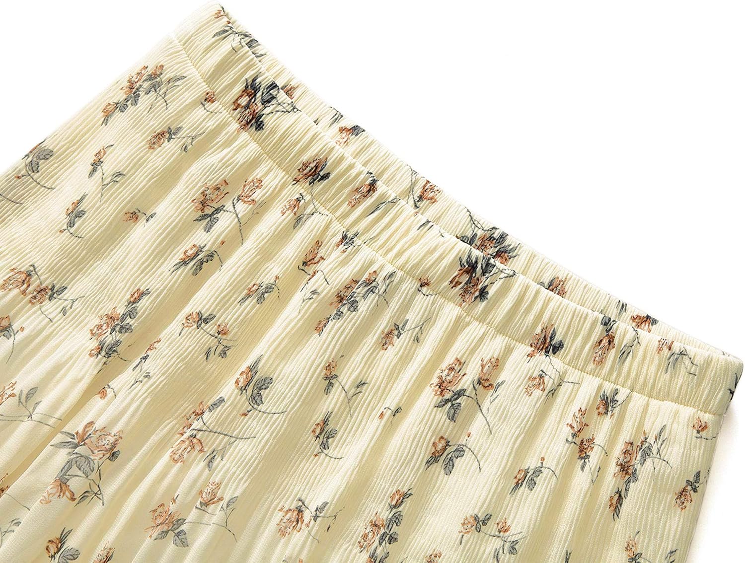 Detalle de NASHALYLY Women's Chiffon Elastic High Waist Pleated A-Line Flared Maxi Skirt