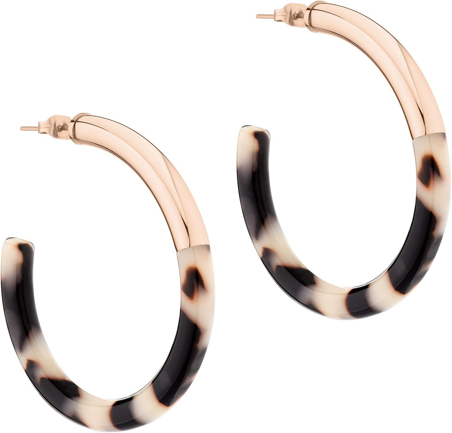 Detalle de LIEBESKIND BERLIN Damen Creolen Acetat – Roségoldfarbene Edelstahl-Ohrringe, 5 cm