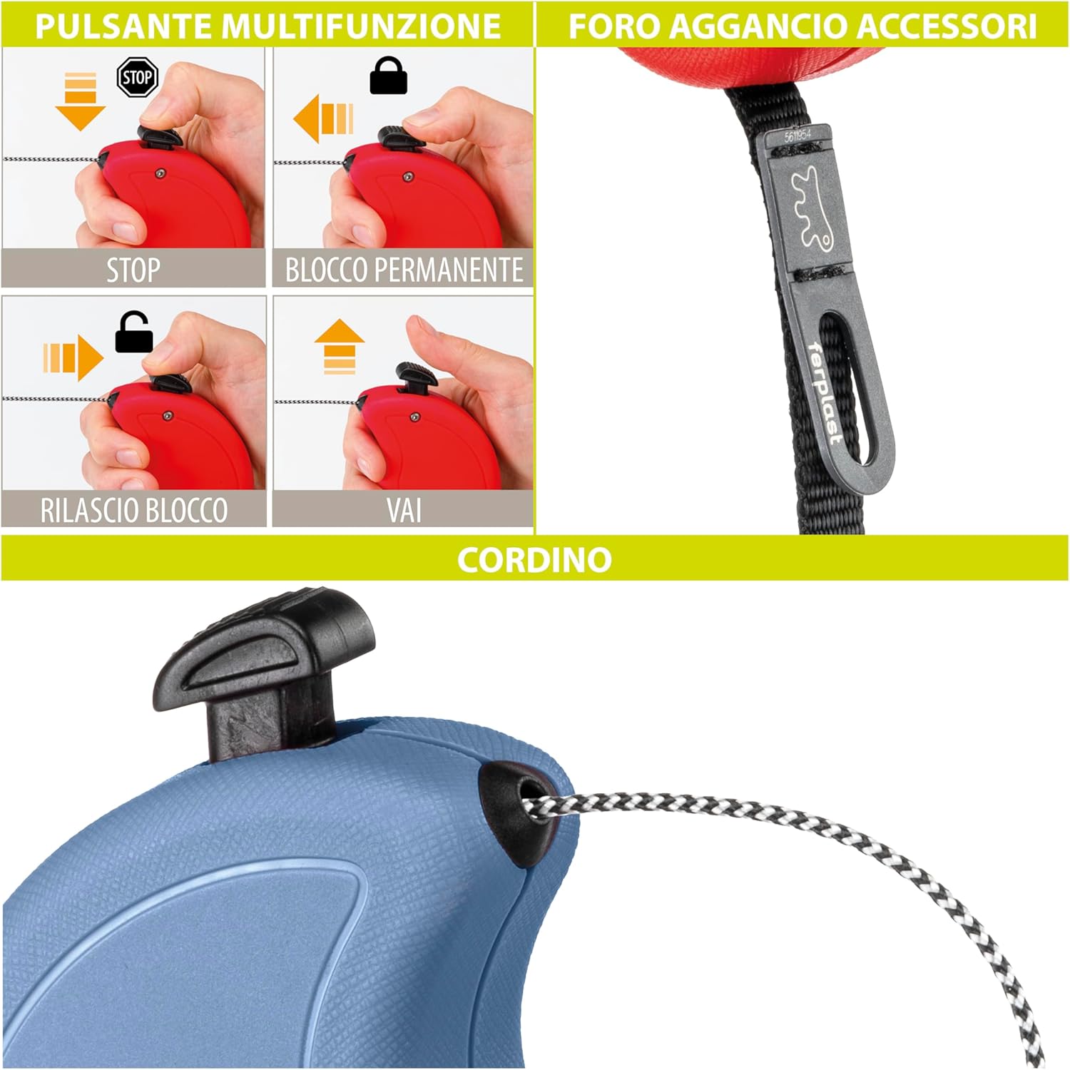 Detalle de Ferplast Flippy One – Guinzaglio allungabile per cani fino a 8 kg, 3 m, Rosa
