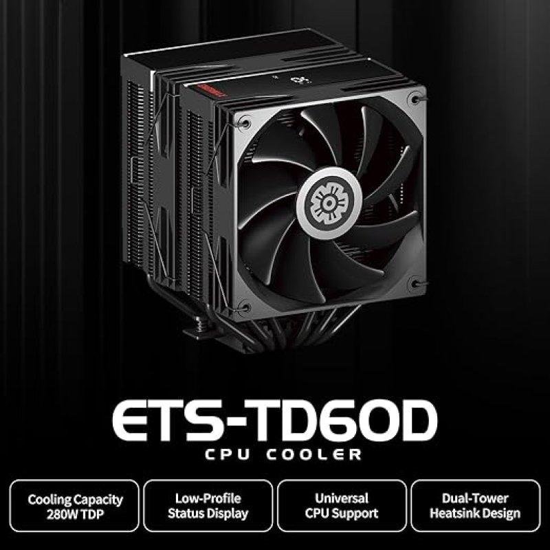 Detalle de Refrigerador de CPU Enermax ETS-TD60D: rendimiento térmico estable con doble torre y display
