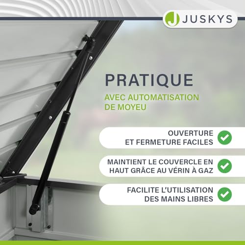 Detalle de Juskys Boîte de Rangement Limani 380L en Métal – Coffre d'extérieur étanche et verrouillable (Anthracite)
