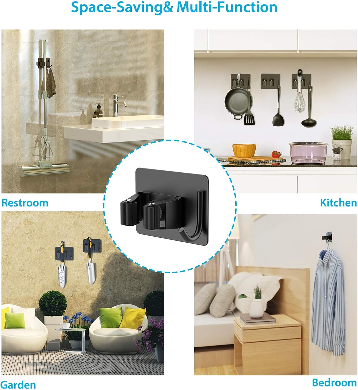 Thumbnail 4 de homeasy Mop Broom Holder 4-Piece Stainless Steel
