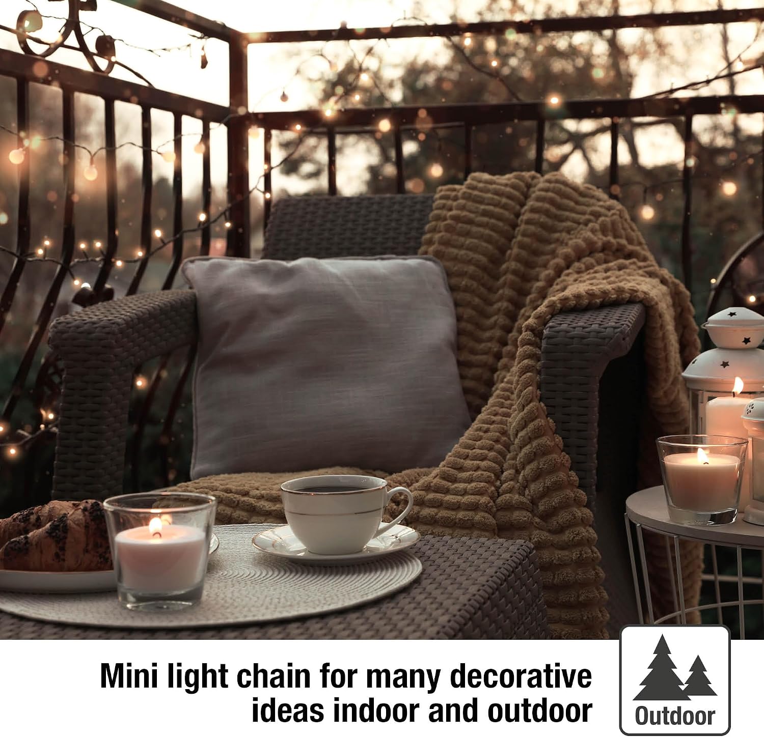 Detalle de Hellum Catena di Luci Esterno con Timer 11,9 m | 120 LED LED Bianco Caldo