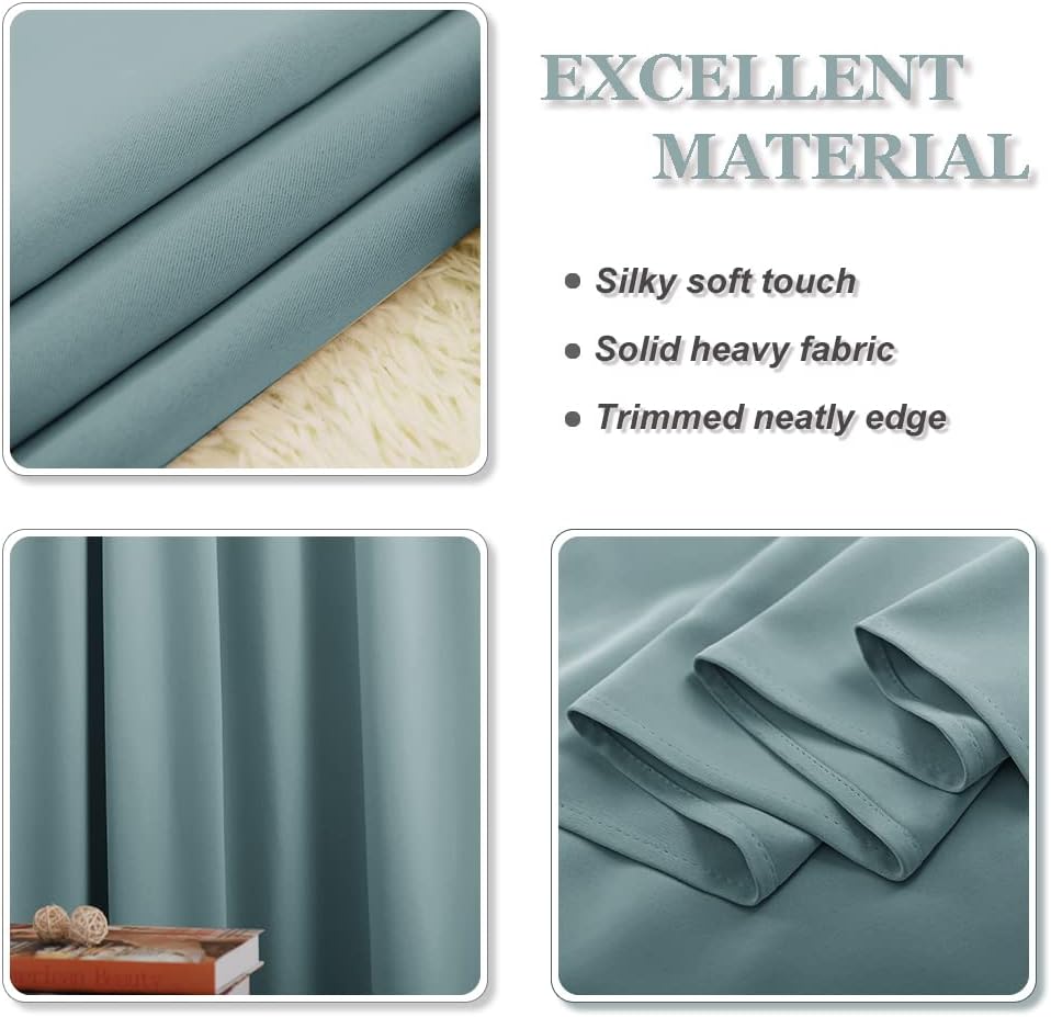 Thumbnail 6 de PONY DANCE Thermovorhang mit Ösen – blickdichte Verdunklungsvorhänge im 2er-Set (H 145 x B 140 cm) Arktisches Blau