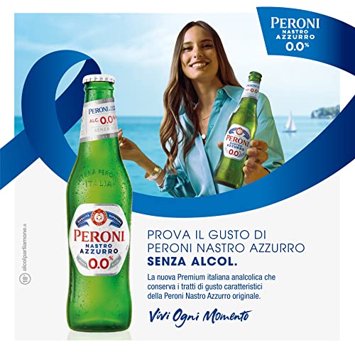Detalle 2 de Peroni Nastro Azzurro 0.0 Birra Analcolica Premium Lager – 24 bottiglie da 33 cl