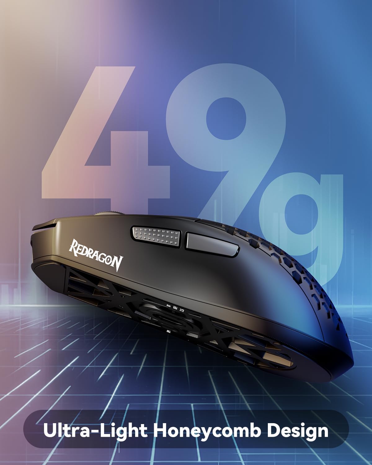 Detalle de Redragon M725 Wireless Gaming Mouse, 49g Honeycomb Shell, 8,000 DPI