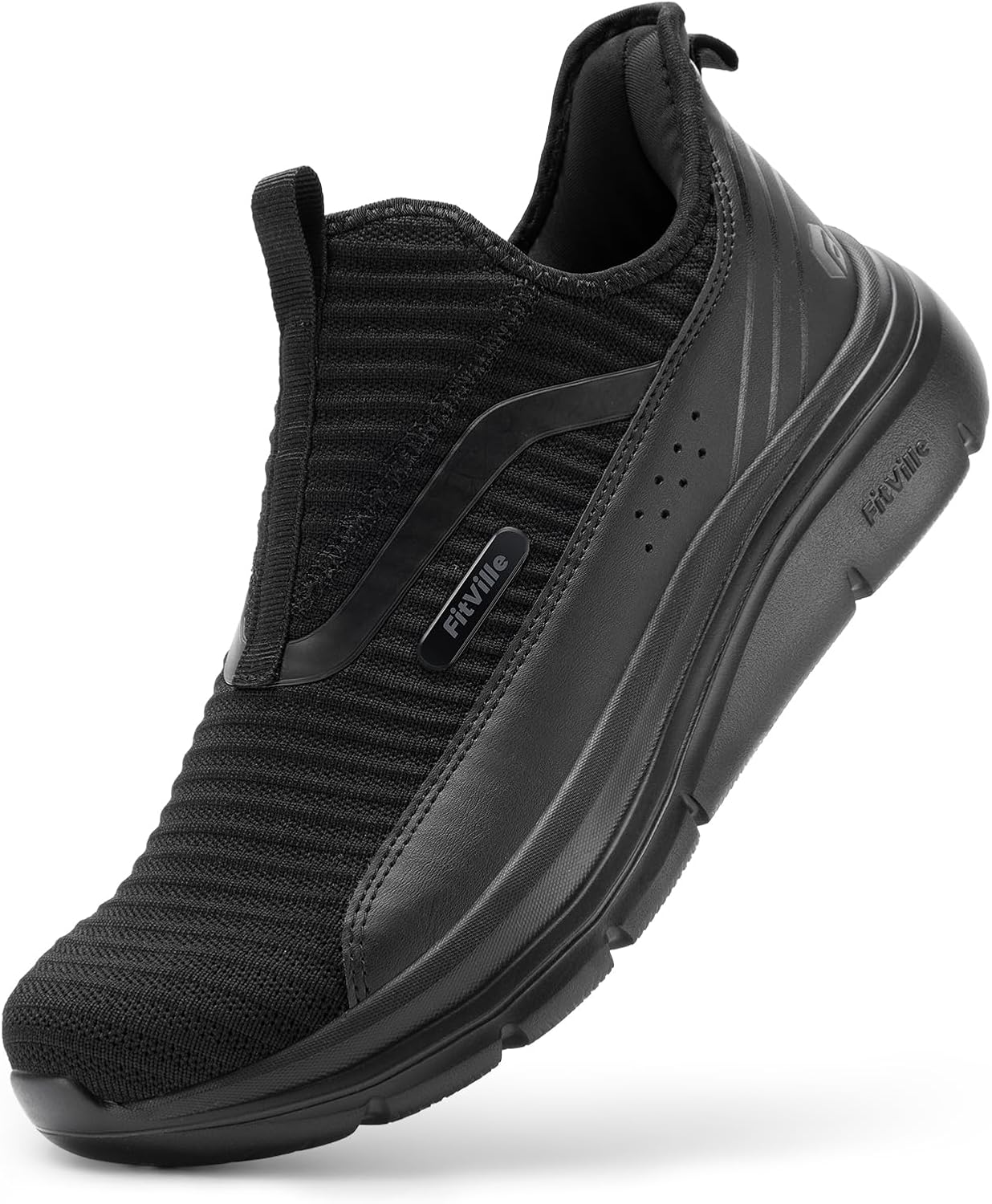 Detalle de FitVille Men's Extra Wide Slip-On Walking Shoes with Arch Support (Stepease V2)