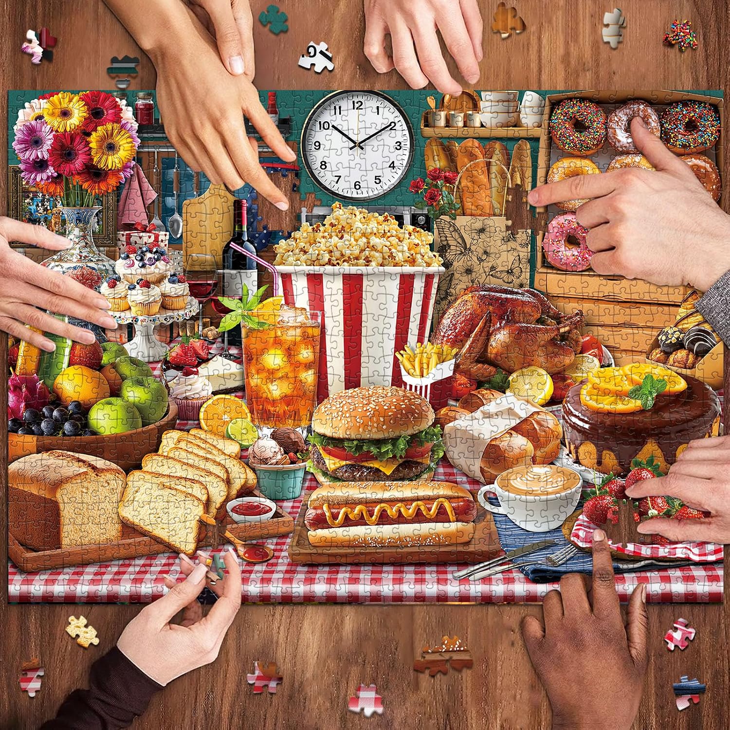 Detalle 2 de HUADADA 1000 Piece Food Feast Puzzle