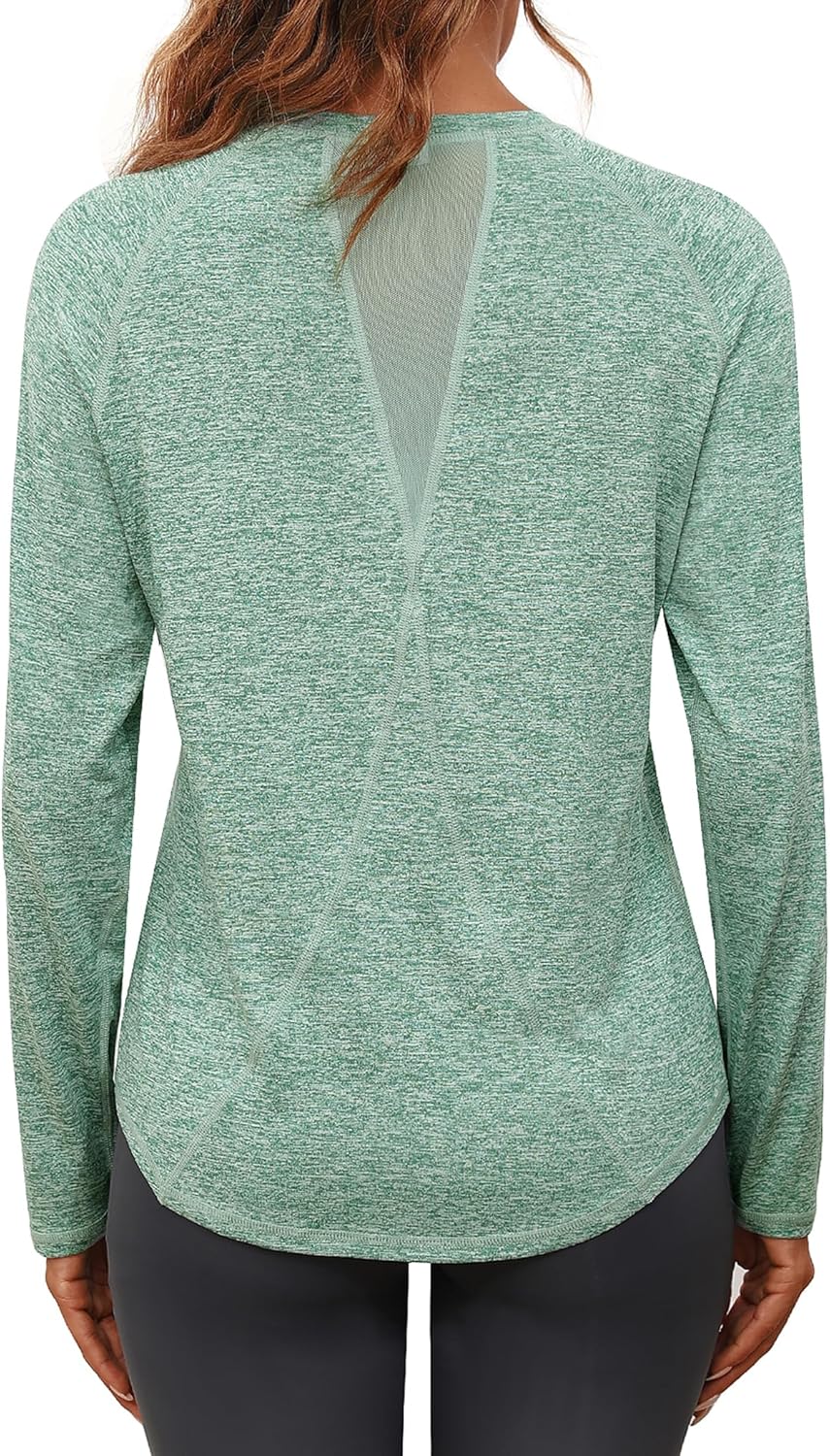Detalle de Gyabnw Sport Langarmshirt Damen mit Funktionsstoff und Mesh am Rücken
